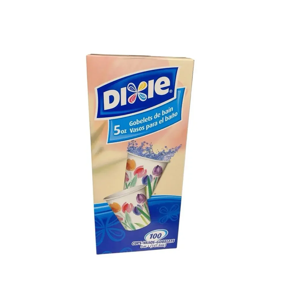 Dixie Rosy Watercolors 5oz Bath Cups 100 Count Disposable Floral Sealed Box NOS
